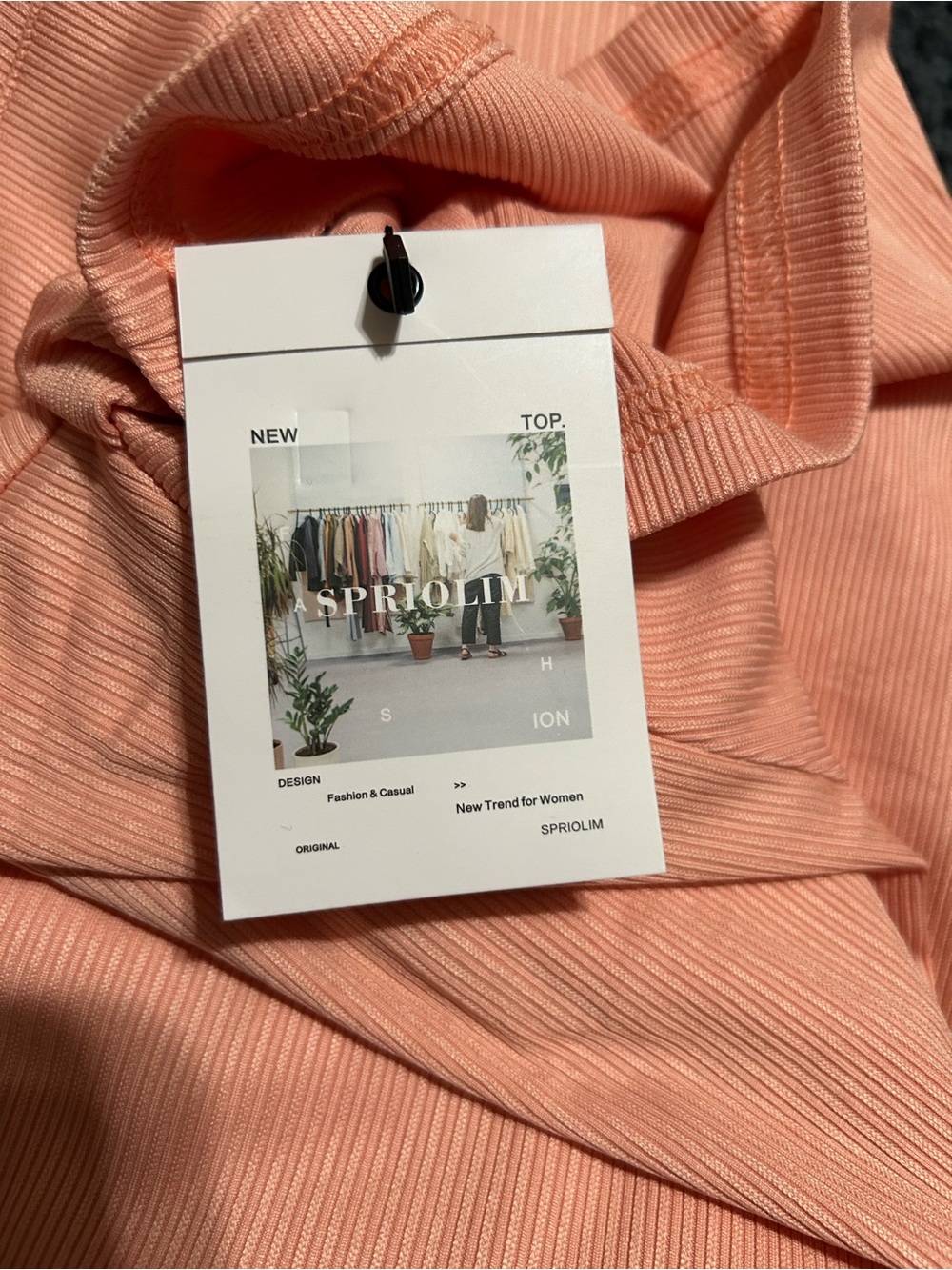 SPRIOLIM Women's Ribbed Blouse in Peach